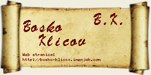 Boško Klicov vizit kartica